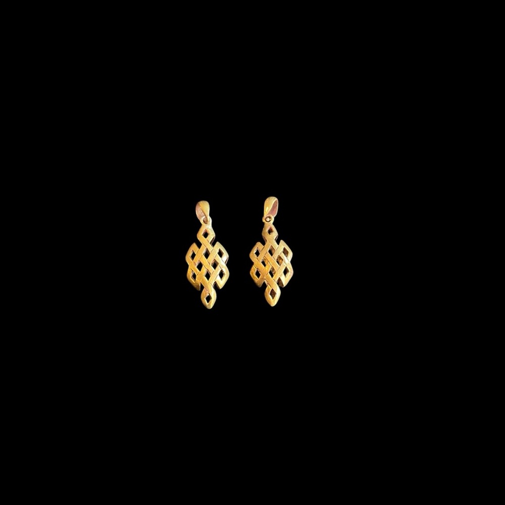 Pair of Brass Tibetan Eternal Knot Necklace Pendants